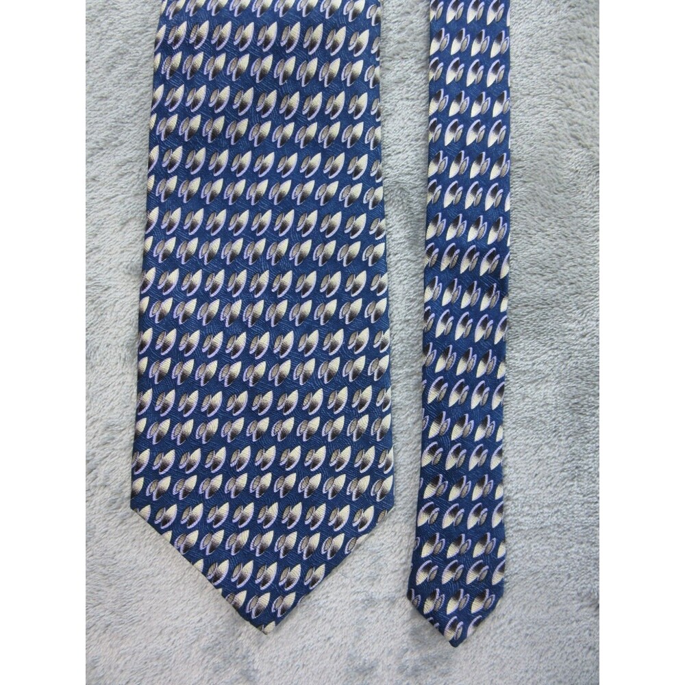 Enro Men’s Neck Tie Blue Geometric 100% Silk Handmade